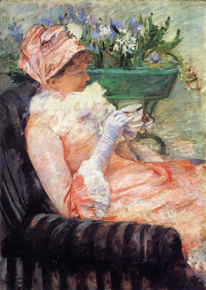 The Cup of Tea by Mary Cassatt — hand-painted portrait oil painting reproduction on canvas