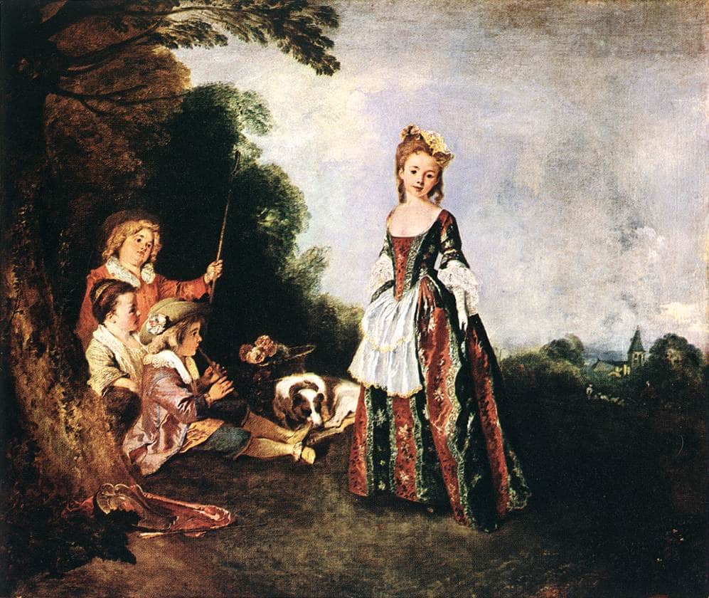 The Dance by Antoine Watteau — hand-painted cultural oil painting reproduction on canvas