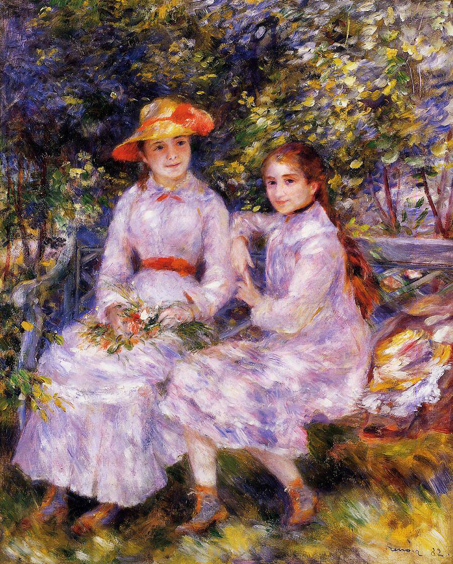 The Daughters of Paul Durand Ruel (Marie Theresa and Jeanne) by Pierre-Auguste Renoir — hand-painted portrait oil painting reproduction on canvas