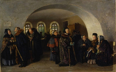 The day of the distribution of pensions at the treasury in modern living room