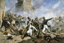 The death of Pedro Velarde y Santillán during the defence of the Monteleon Artillery Barracks by Joaquín Sorolla — hand-painted cultural oil painting reproduction on canvas