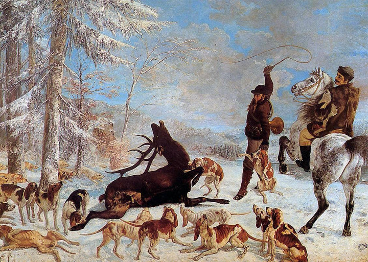 The Death of the Deer by Gustave Courbet — hand-painted animal oil painting reproduction on canvas