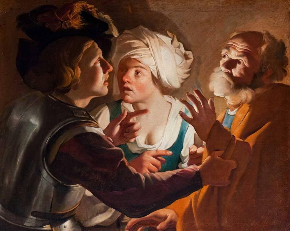 The Denial of Saint Peter by Dirck van Baburen — hand-painted portrait oil painting reproduction on canvas