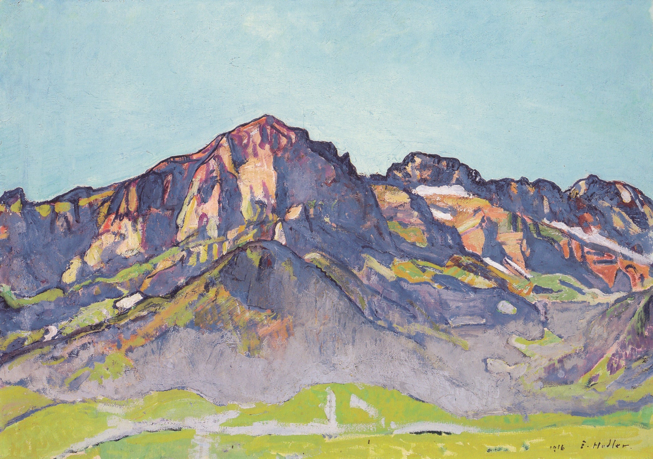 The Dents Blanches in Champéry at the morning sun - Ferdinand Hodler