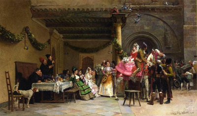 The Departure of the Newlyweds by Jehan Georges Vibert — oil painting reproduction