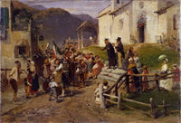 The departure of the volunteers (preparatory sketch) by Gerolamo Induno — hand-painted cultural oil painting reproduction on canvas