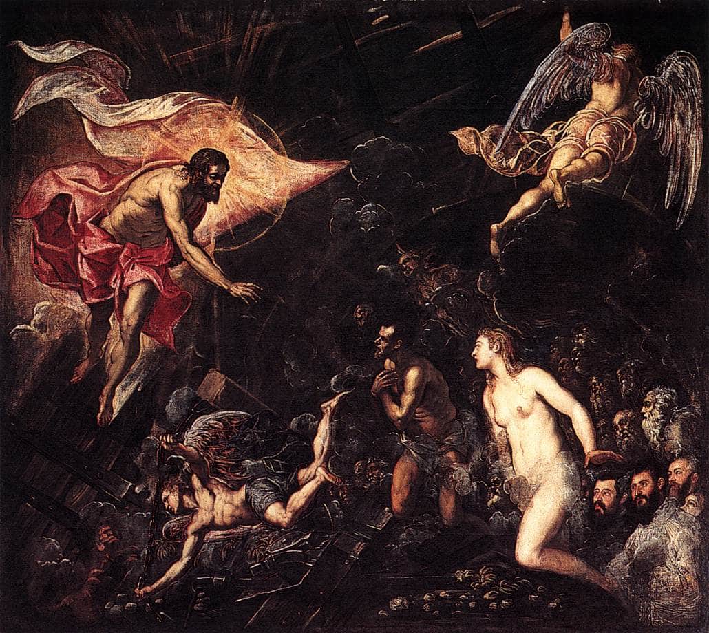 The Descent into Hell by Tintoretto — hand-painted cultural oil painting reproduction on canvas