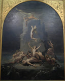 The Desolation of the Oceanides at the foot of the rock where Prometheus is chained by Henri Lehmann — surrealism oil painting wall art, Romanticism
