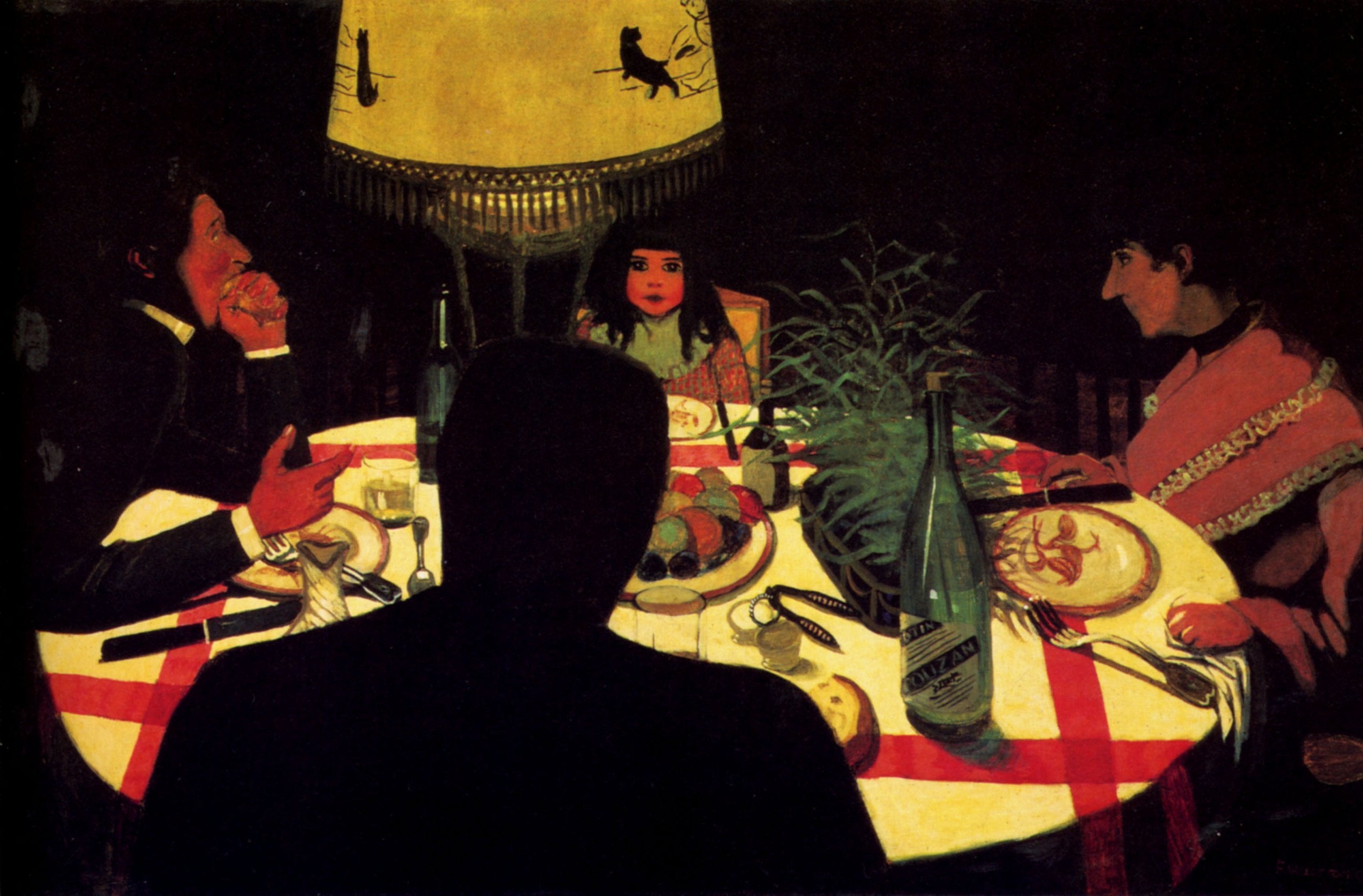 The Dinner, effect of lamp - Felix Vallotton