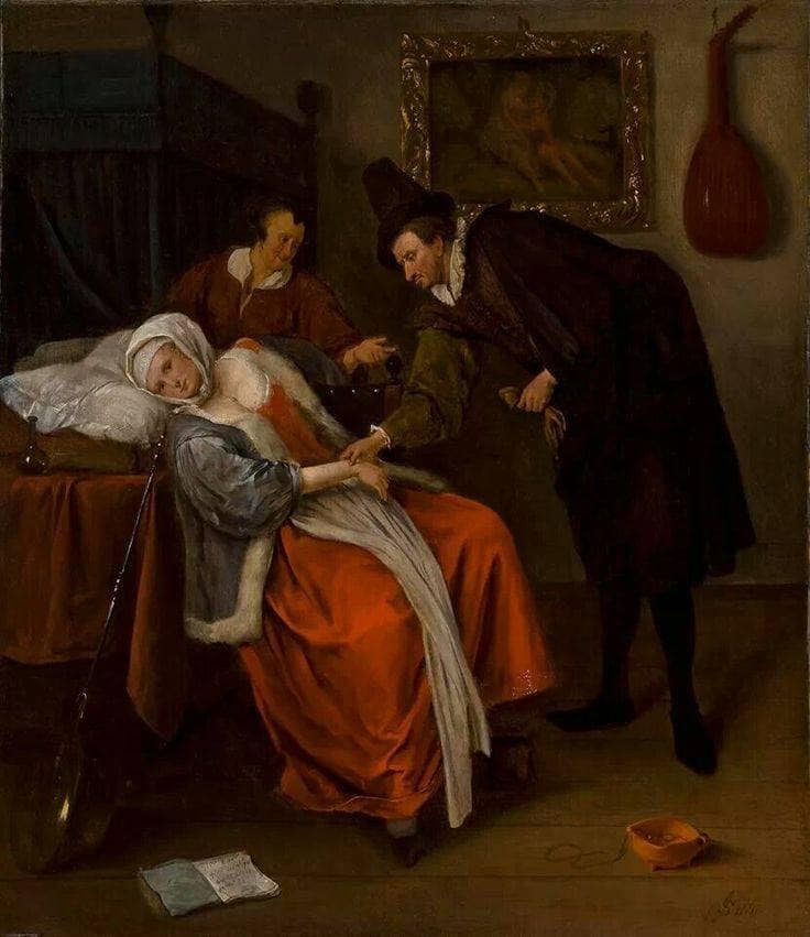 The Doctorâs Visit by Jan Steen — hand-painted portrait oil painting reproduction on canvas
