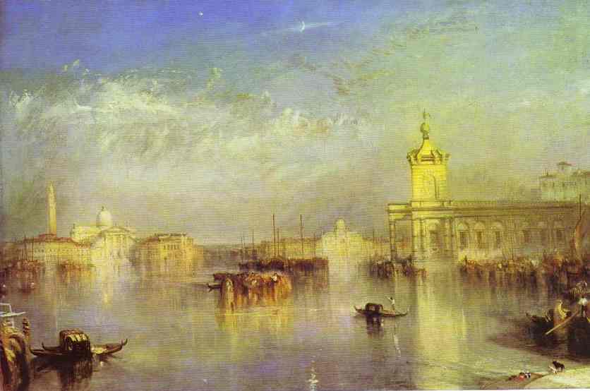 The Dogana, San Giorgio, Citella, From the Steps of the Europa by J.M.W. Turner — hand-painted architectural oil painting reproduction on canvas