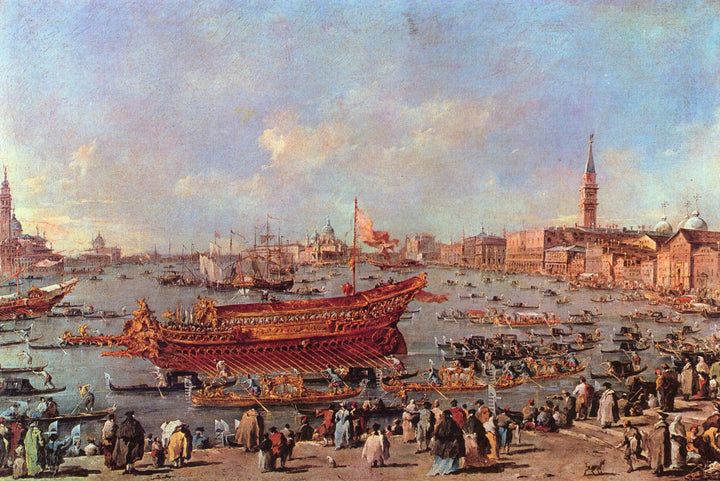 The Doge on the Bucintoro near the Riva di Sant'Elena by Francesco Guardi — hand-painted landscape oil painting reproduction on canvas