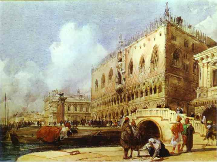 The Doge's Palace, Venice by Richard Parkes Bonington — hand-painted architectural oil painting reproduction on canvas