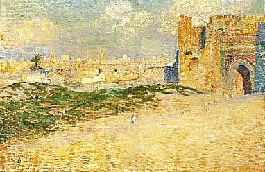 The door of Monsour Hay in Meknes, Morocco by Theo van Rysselberghe — hand-painted architectural oil painting reproduction on canvas