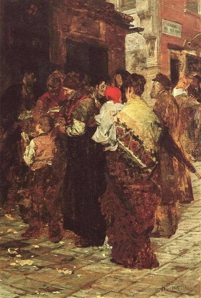 The drawing of lottery numbers by Giacomo Favretto — hand-painted cultural oil painting reproduction on canvas