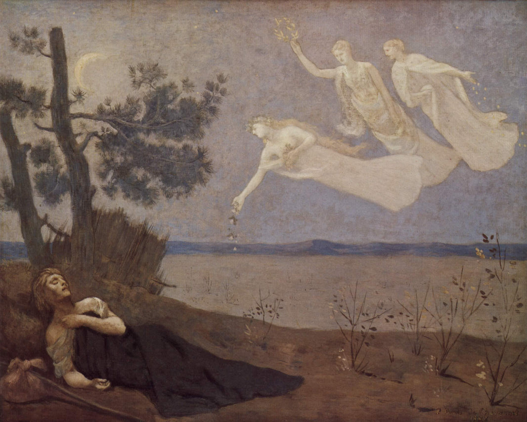 The Dream: "In his sleep he Saw Love, Glory and Wealth Appear to Him" by Pierre Puvis de Chavannes — hand-painted landscape oil painting reproduction on canvas