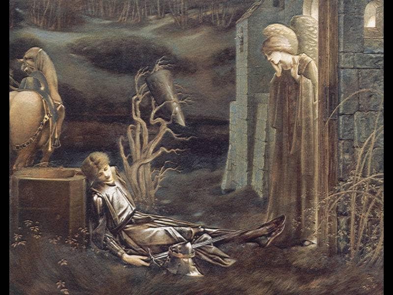 The Dream of Launcelot at the Chapel of the San Graal by Edward Burne-Jones — hand-painted cultural oil painting reproduction on canvas