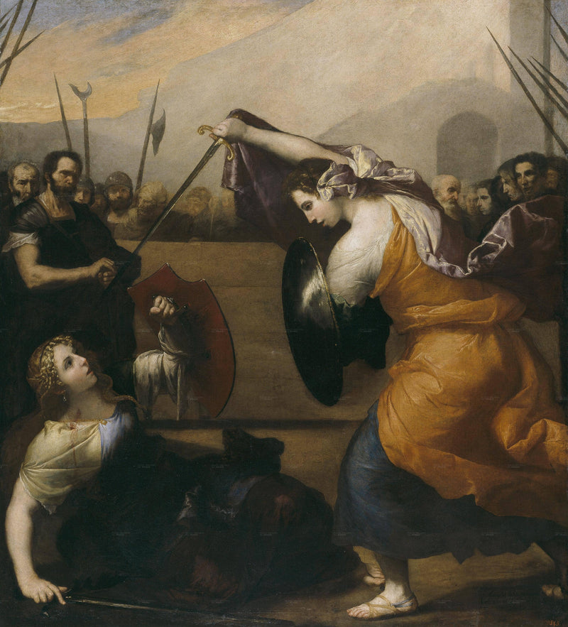 The Duel of Women (The Duel of Isabella de Carazzi and Diambra de Pettinella) on gallery wrap