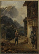 The Duke of Orléans Louis Philippe at the Saint-Gothard hospice by Horace Vernet — hand-painted landscape oil painting reproduction on canvas