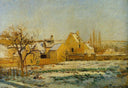 The Effect of Snow at Hermitage by Camille Pissarro — rural oil painting wall art, Impressionism