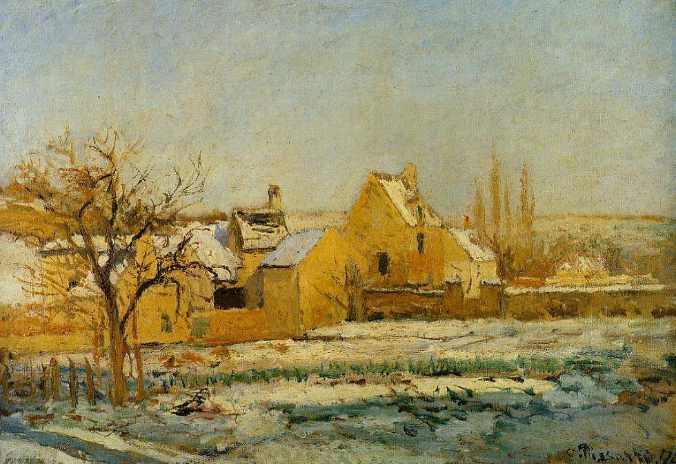 The Effect of Snow at Hermitage - Camille Pissarro