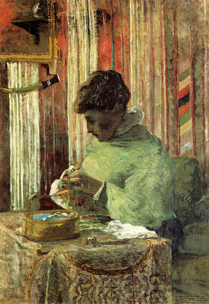 The embroiderer or Mette Gauguin - Paul Gauguin