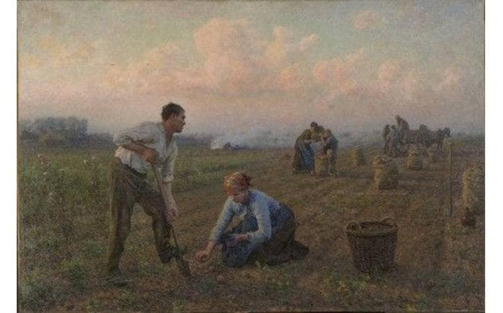 The end of the harvest by Jules Breton — hand-painted landscape oil painting reproduction on canvas