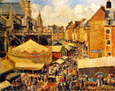 The Fair in Dieppe, Sunny Morning by Camille Pissarro — city oil painting wall art, Impressionism