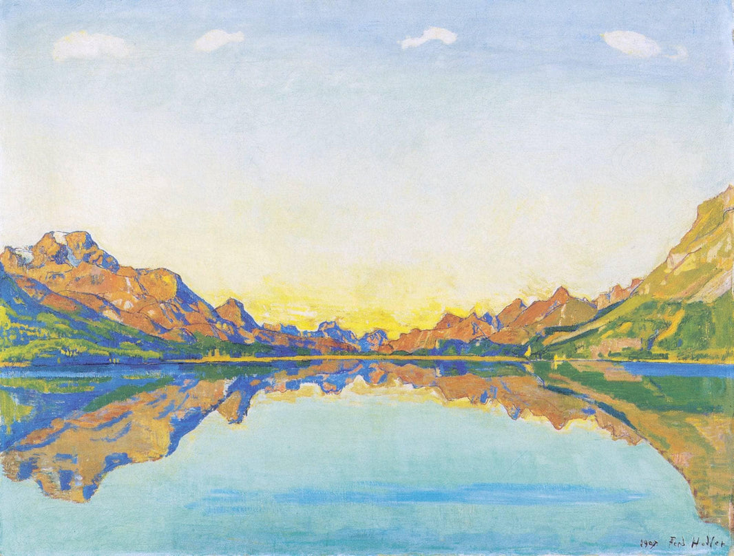 The fall in Silvaplana by Ferdinand Hodler — hand-painted landscape oil painting reproduction on canvas