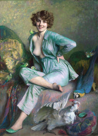 The familiar birds by Émile Friant — hand-painted portrait oil painting reproduction on canvas