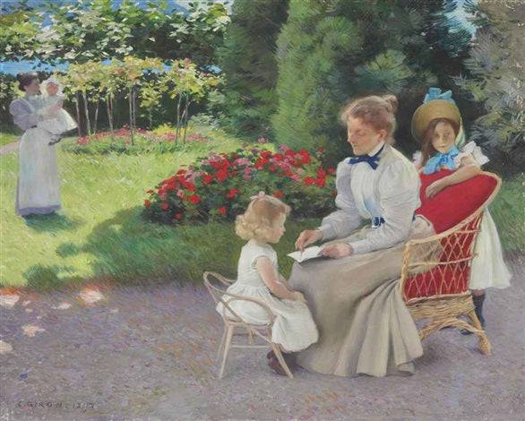 The Family Picnic by Charles Giron — hand-painted portrait oil painting reproduction on canvas