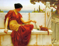 The Favourite by John William Godward — hand-painted animal oil painting reproduction on canvas