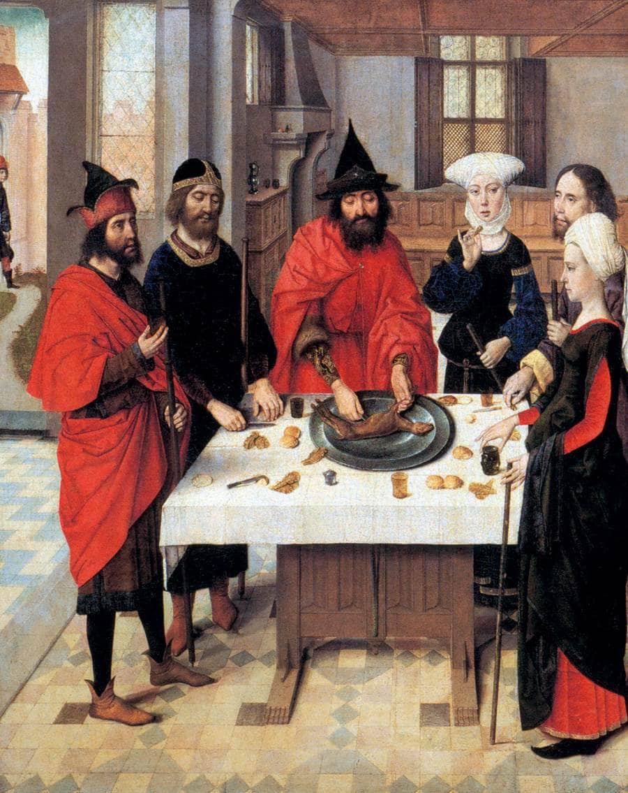 The Feast of the Passover - from the Winged altar in St. Peter in Leuven by Dirk Bouts — hand-painted cultural oil painting reproduction on canvas