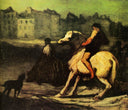 The Feeding Trough by Honore Daumier — hand-painted animal oil painting reproduction on canvas