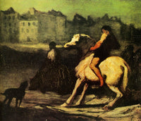 The Feeding Trough by Honore Daumier — hand-painted animal oil painting reproduction on canvas