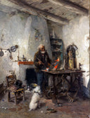 The figurine maker (1st version) by Gerolamo Induno — hand-painted still oil painting reproduction on canvas