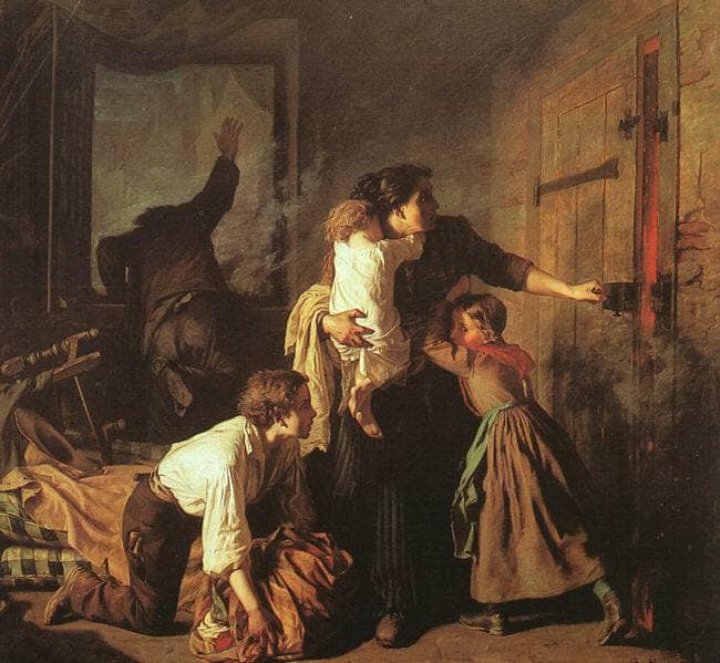 The fire by Alexandre Antigna — hand-painted portrait oil painting reproduction on canvas