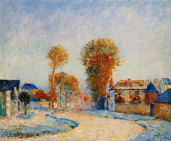 The First Hoarfrost by Alfred Sisley — hand-painted architectural oil painting reproduction on canvas