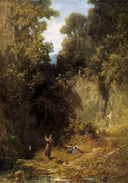 The fisherman by Carl Spitzweg — hand-painted animal oil painting reproduction on canvas