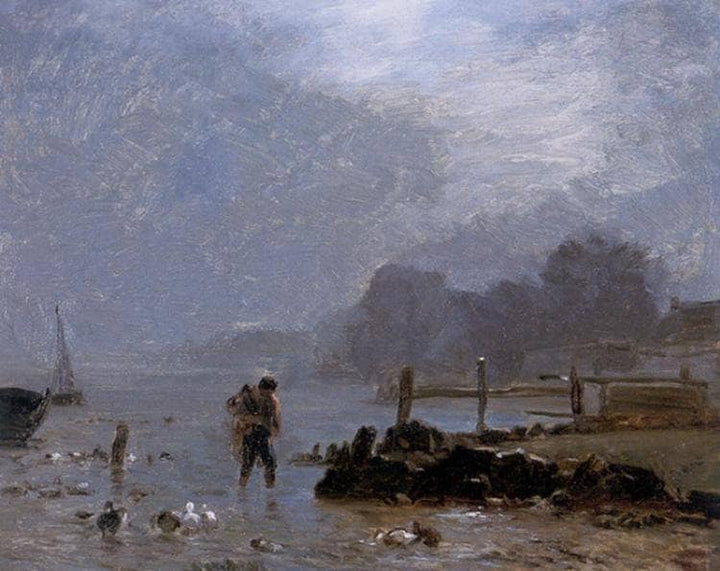 The Fisherman by Constant Troyon — hand-painted landscape oil painting reproduction on canvas