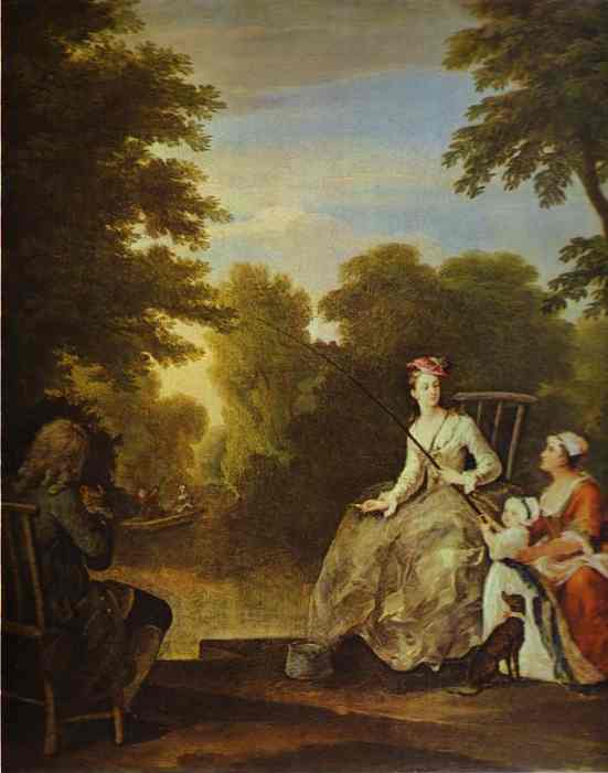 The Fishing Party by William Hogarth — hand-painted cultural oil painting reproduction on canvas