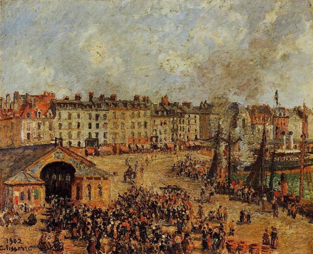 The Fishmarket, Dieppe 2 by Camille Pissarro — hand-painted botanical oil painting reproduction on canvas