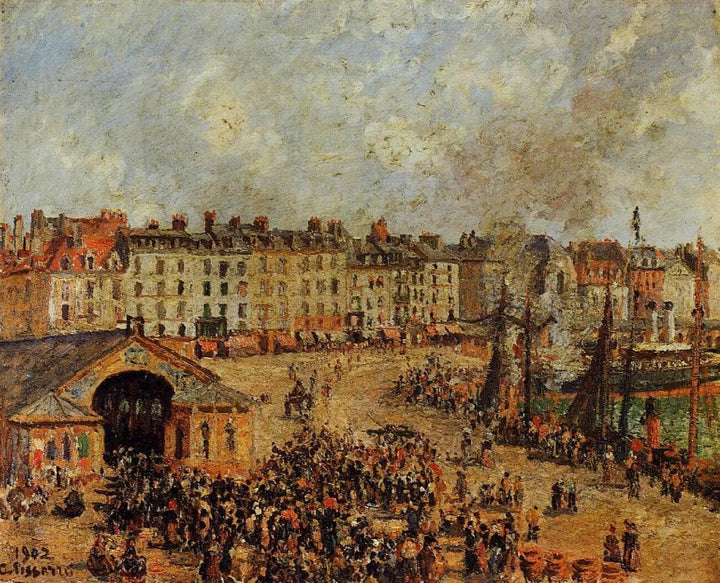 The Fishmarket, Dieppe 2 by Camille Pissarro — hand-painted botanical oil painting reproduction on canvas