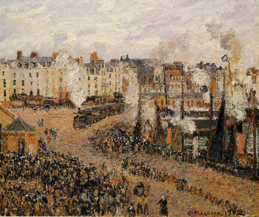 The Fishmarket, Dieppe by Camille Pissarro — hand-painted botanical oil painting reproduction on canvas