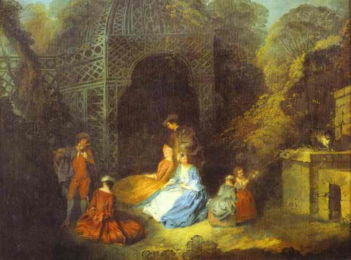 The Flautist by Antoine Watteau — hand-painted cultural oil painting reproduction on canvas