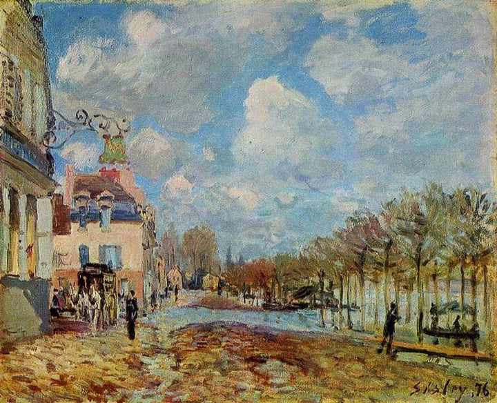 The Flood at Port Marly by Alfred Sisley — hand-painted architectural oil painting reproduction on canvas