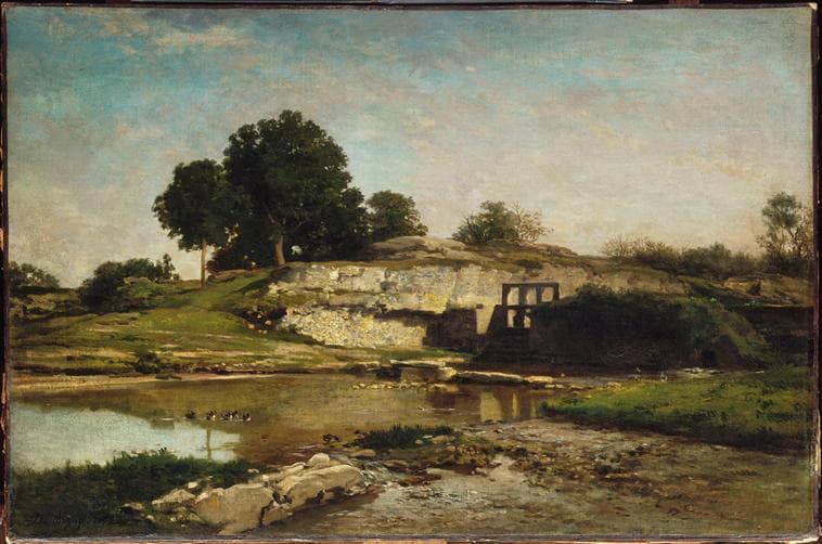 The Flood-Gate at Optevoz by Charles-Francois Daubigny — hand-painted landscape oil painting reproduction on canvas