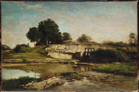 The Flood-Gate at Optevoz by Charles-Francois Daubigny — hand-painted landscape oil painting reproduction on canvas