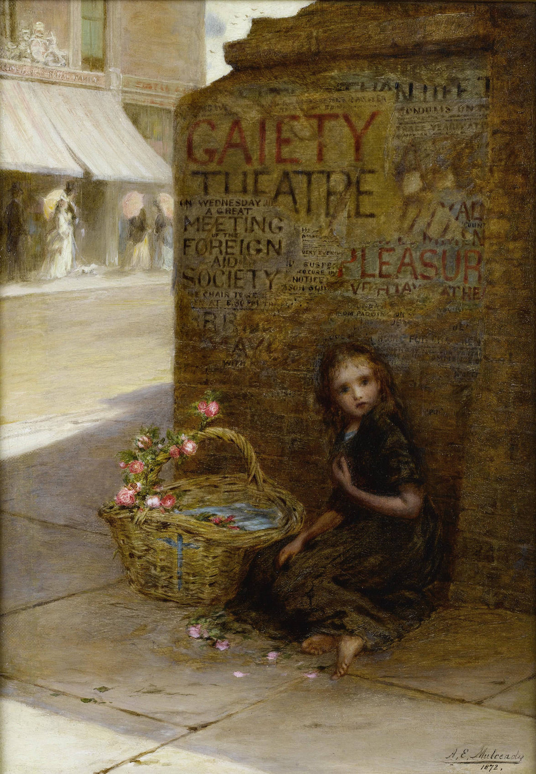 The flower girl by Augustus Edwin Mulready — hand-painted portrait oil painting reproduction on canvas