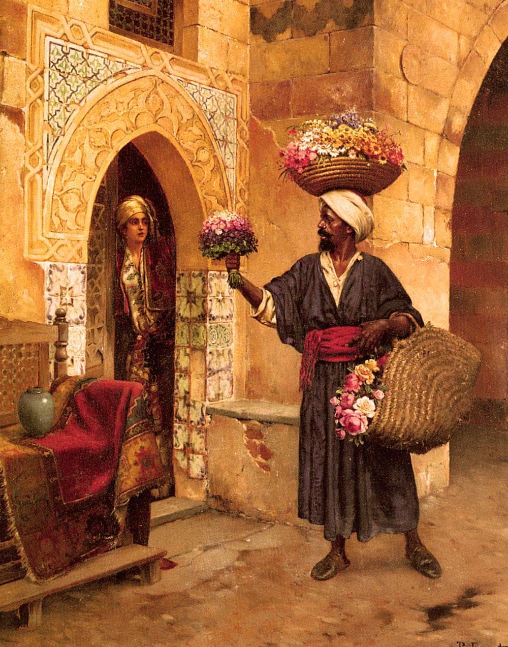 The Flower Merchant by Rudolf Ernst — hand-painted cultural oil painting reproduction on canvas